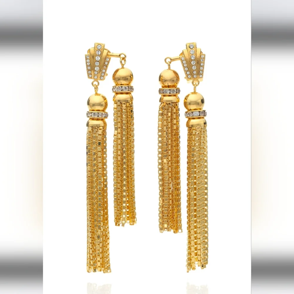 Rare House of Lavande Sunset double tassel earrings one of a kind clip ons - Picture 3 of 6